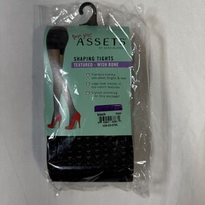 Spanx Assets Womens Shaping Tights Textured - Wish Bone Black Color Size 5 NEW